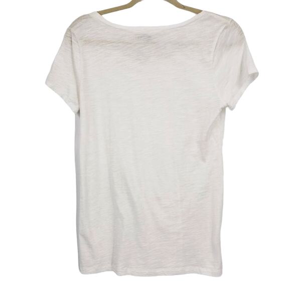 Loft Chiffon Pleated White Tee Shirt womens Size Small NWT - Picture 4 of 4